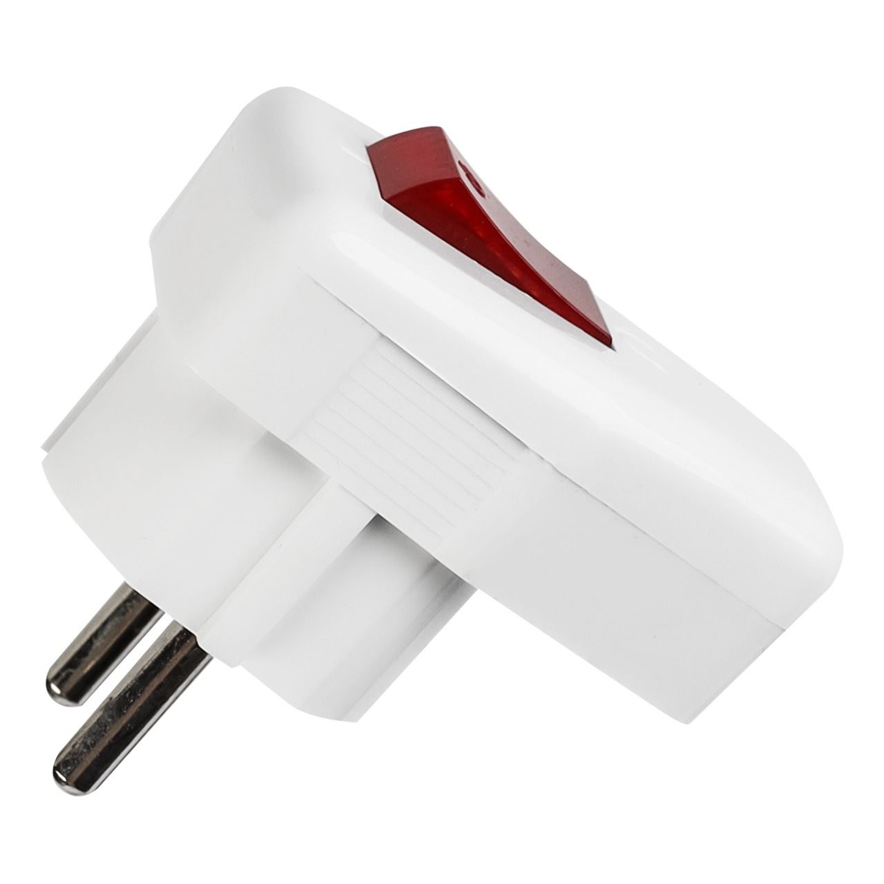 Вилка Smartbuy, угловая с/з с выключателем белая 16А 250В (SBE-16-P12-w)