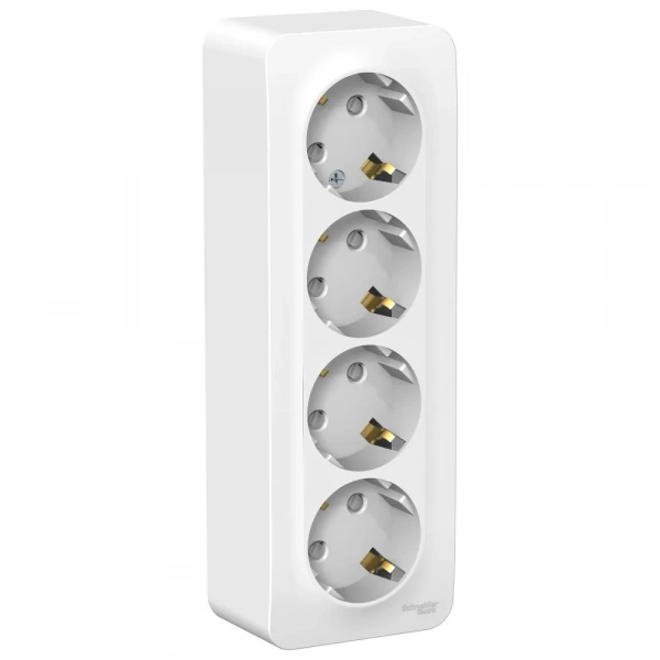 BLANCA О/У РОЗЕТКА 4-я с заземл. со шторками ИЗОЛ.ПЛ.,16А, 250В, БЕЛЫЙ
