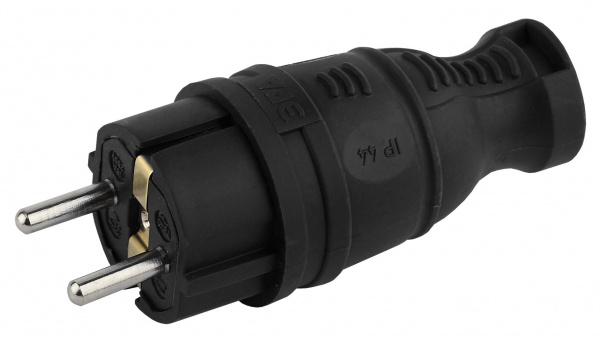 V8-B-IP44 ЭРА Вилка каучуковая з/з прямая 16A IP44 черная