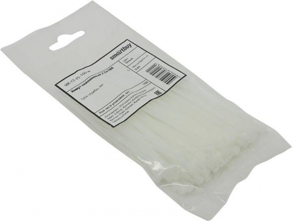 Хомут нейлоновый Smartbuy, 2,5х100 (SBE-CT-25-100-w)